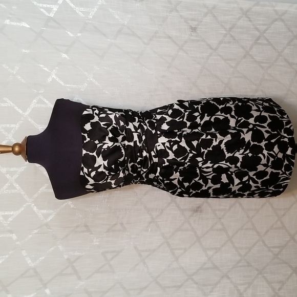 David's Bridal Dress Size 10 Strapless Floral Black/White - Picture 1 of 8